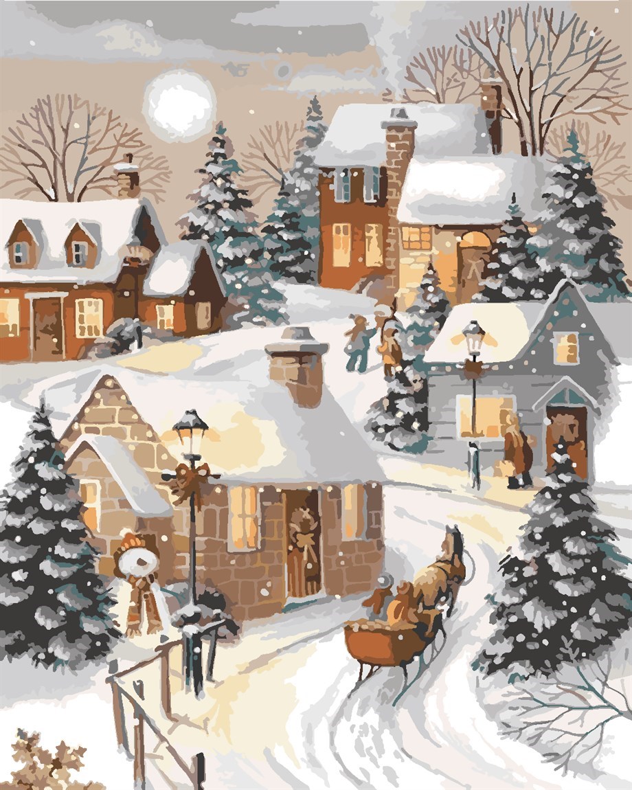 Noel Neşesi Sayılarla Boyama Seti(50x65 cm Tuval Şasesine Gerili)
