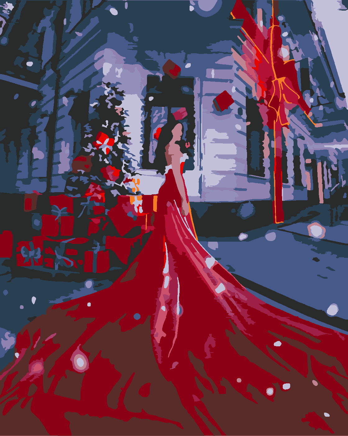 NOEL VAKTİ Boyama Seti 40x50 cm (Tuvale Gerili)