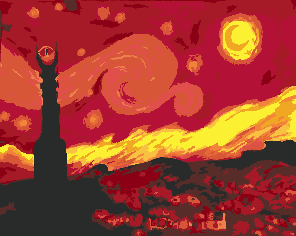 orta dünyada gece  Boyama Seti 40x50 cm (Tuvale Gerili)