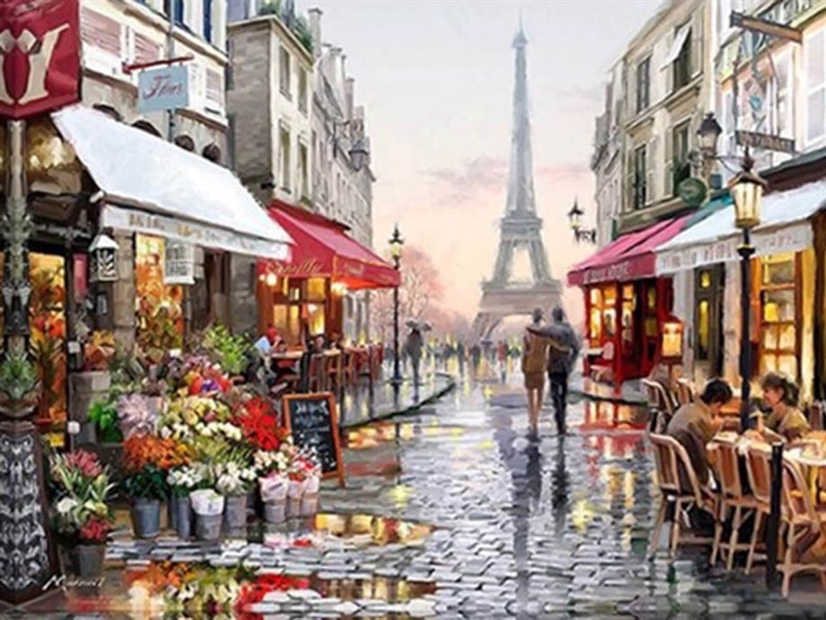 Paris Sayılarla Boyama Seti 60x75 cm (Tuvale Gerili)