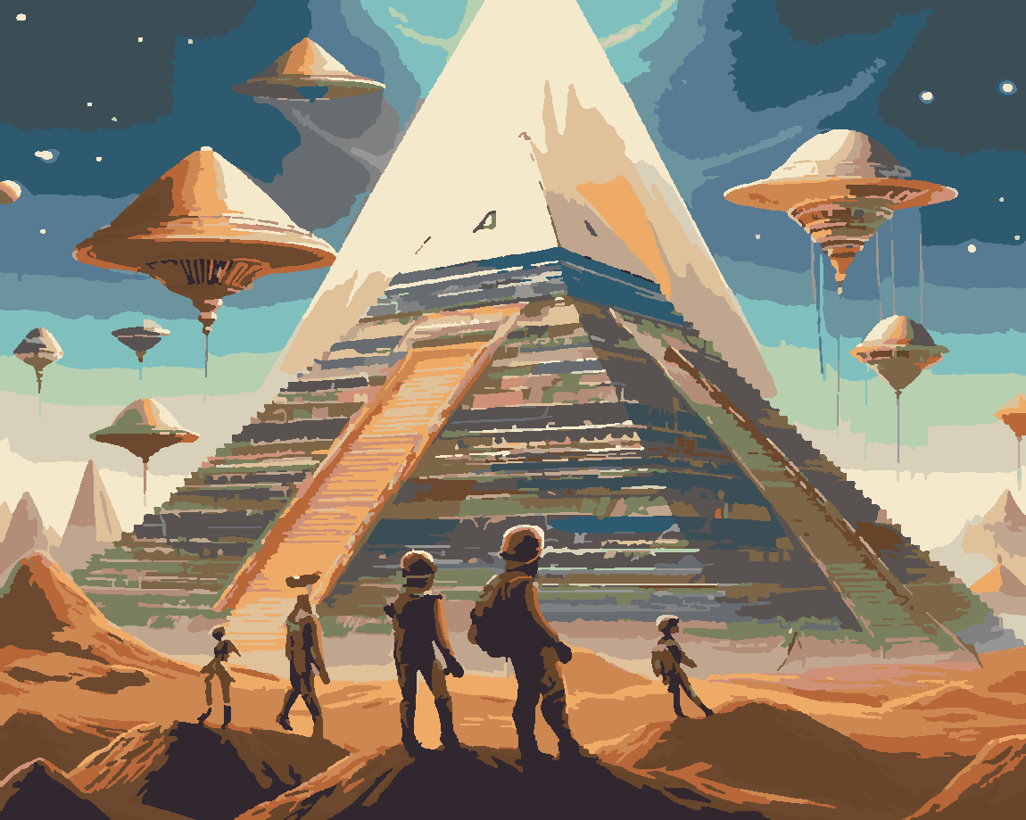 Piramitteki Ufolar Boyama Seti 40x50 cm (Tuvale Gerili)