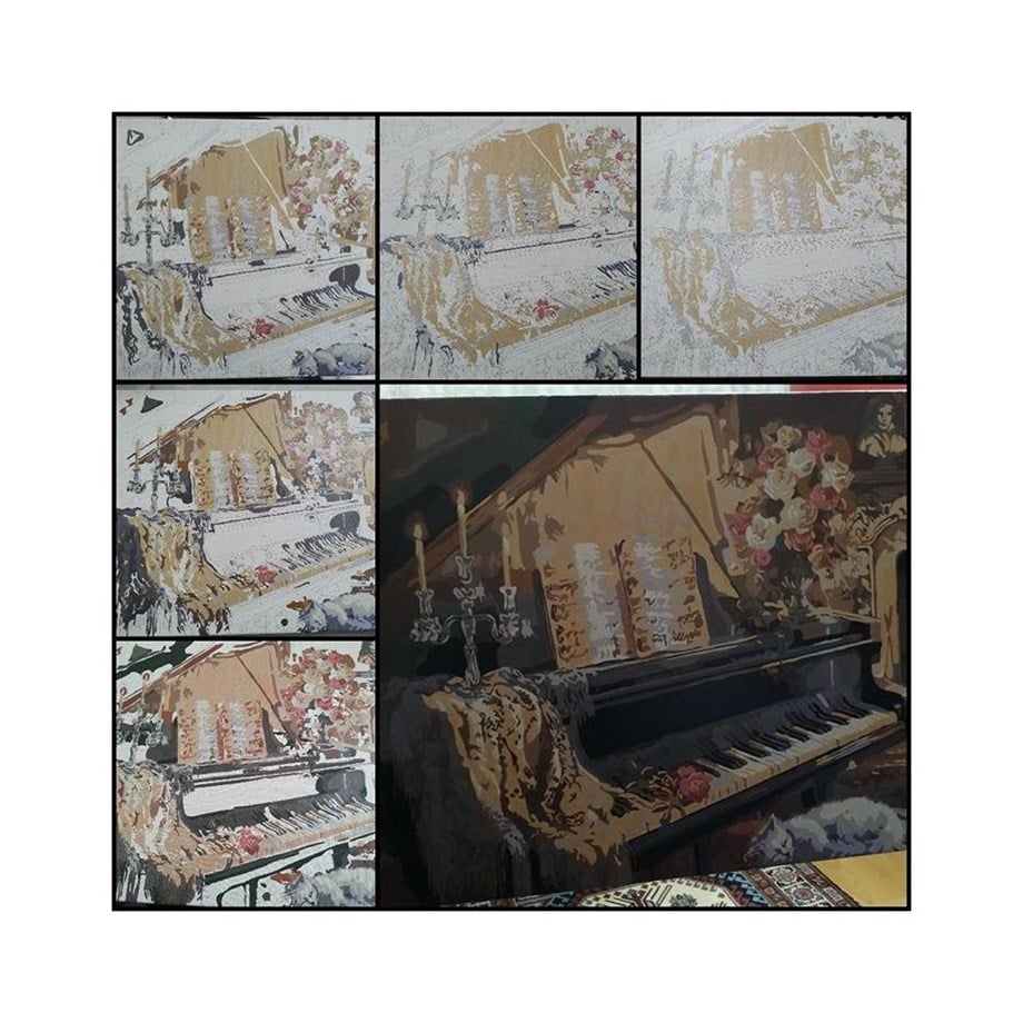 Piyano Sayılarla Boyama Seti 40x50 cm (Tuvale Gerili)