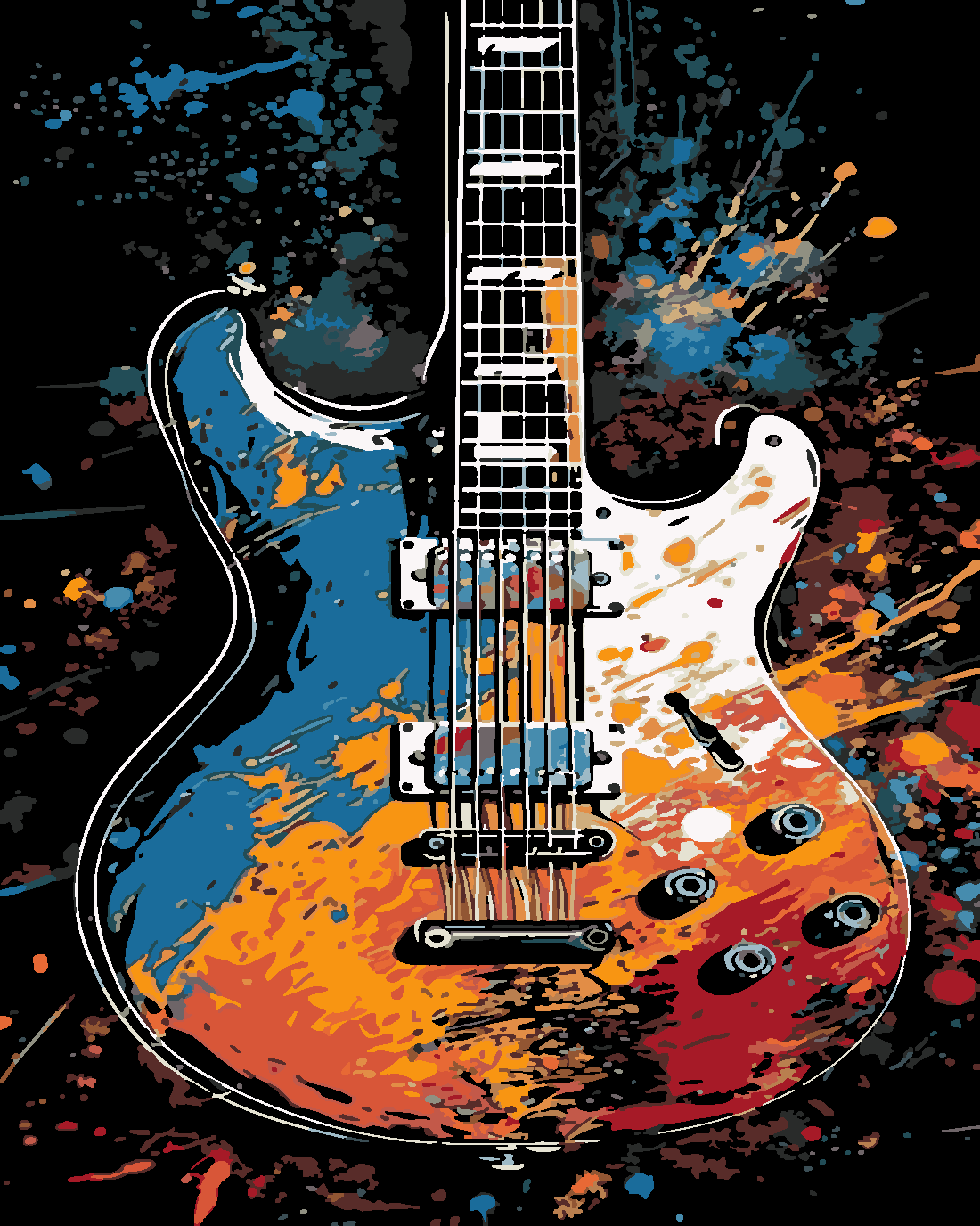 Rock And Roll Sayılarla Boyama Seti 40x50 cm (Tuvale Gerili)