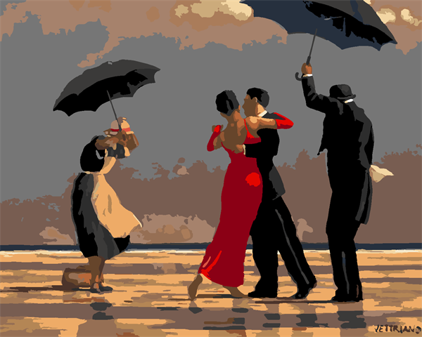 Sahilde Dans Sayılarla Boyama Seti  (Tuvale Gerili)