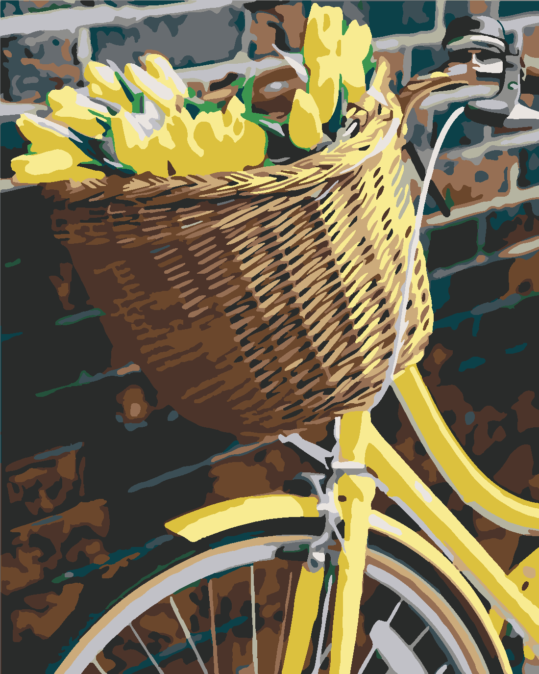Sarı Laleler Boyama Seti 40x50 cm (Tuvale Gerili)