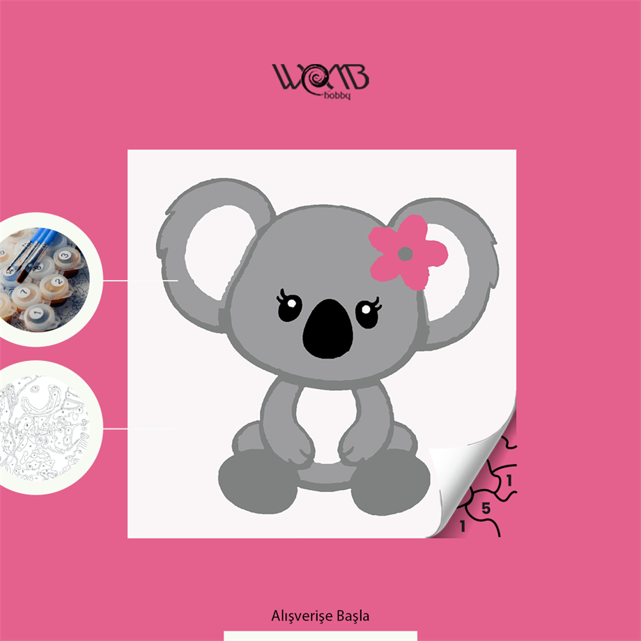 Sevimli Koala Sayılarla Boyama Seti 20x20