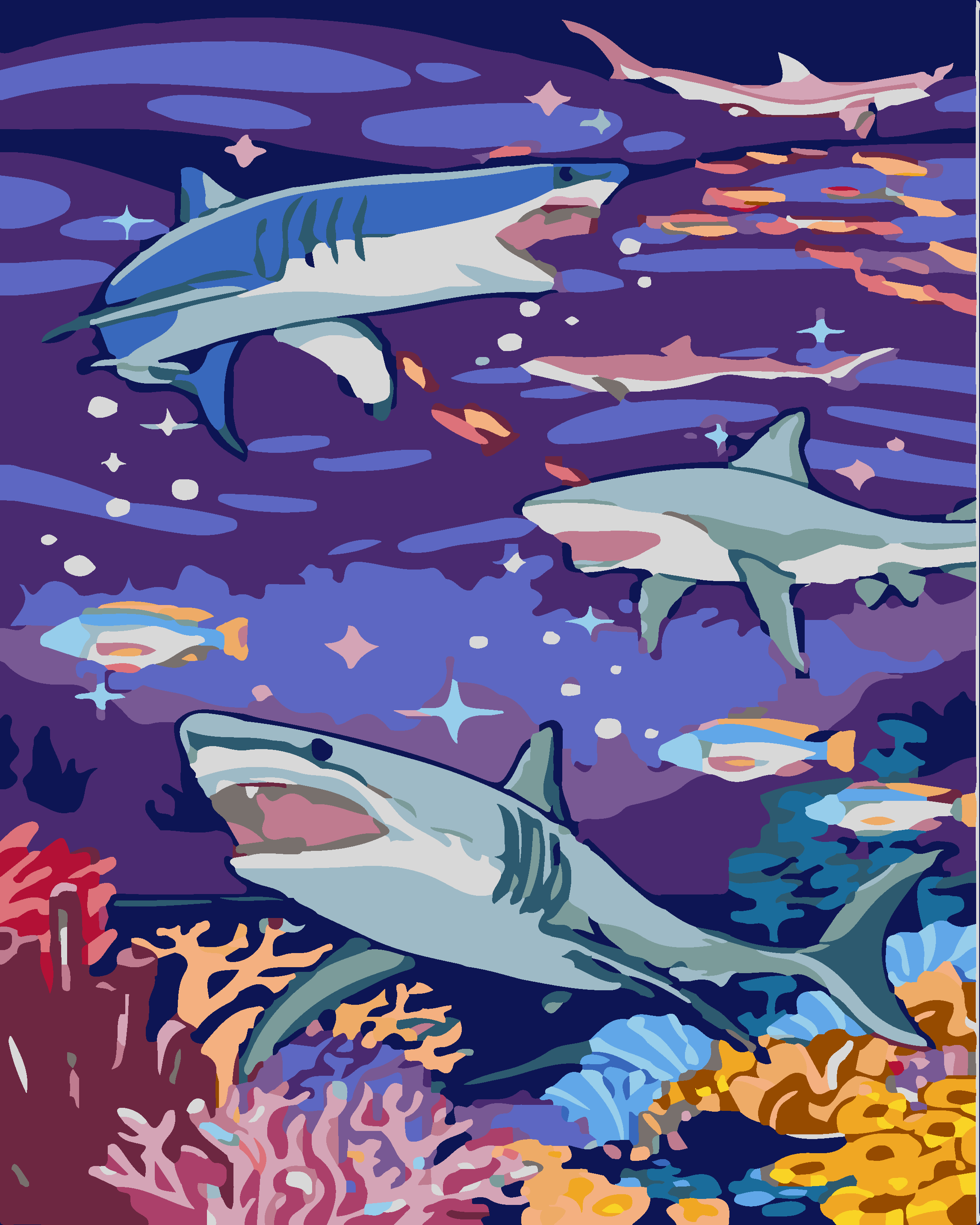 Shark Boyama Seti 40x50 cm (Tuvale Gerili)