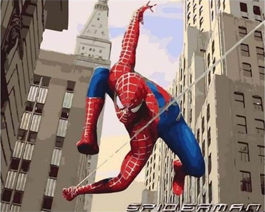 Spiderman Sayılarla Boyama Seti(50x65 cm Tuval Şasesine Gerili)