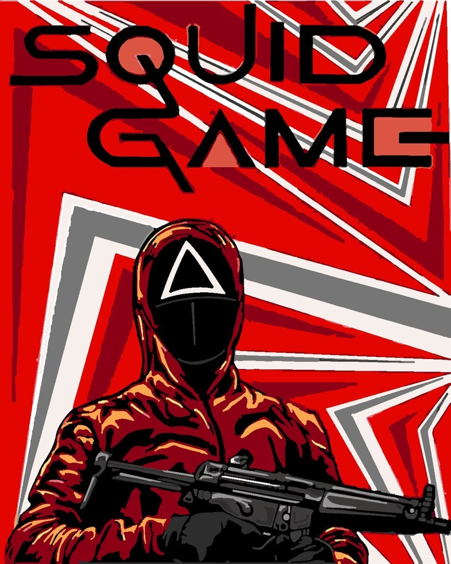 Squid Game Sayılarla Boyama Seti 50x65 cm (Tuvale Gerili)