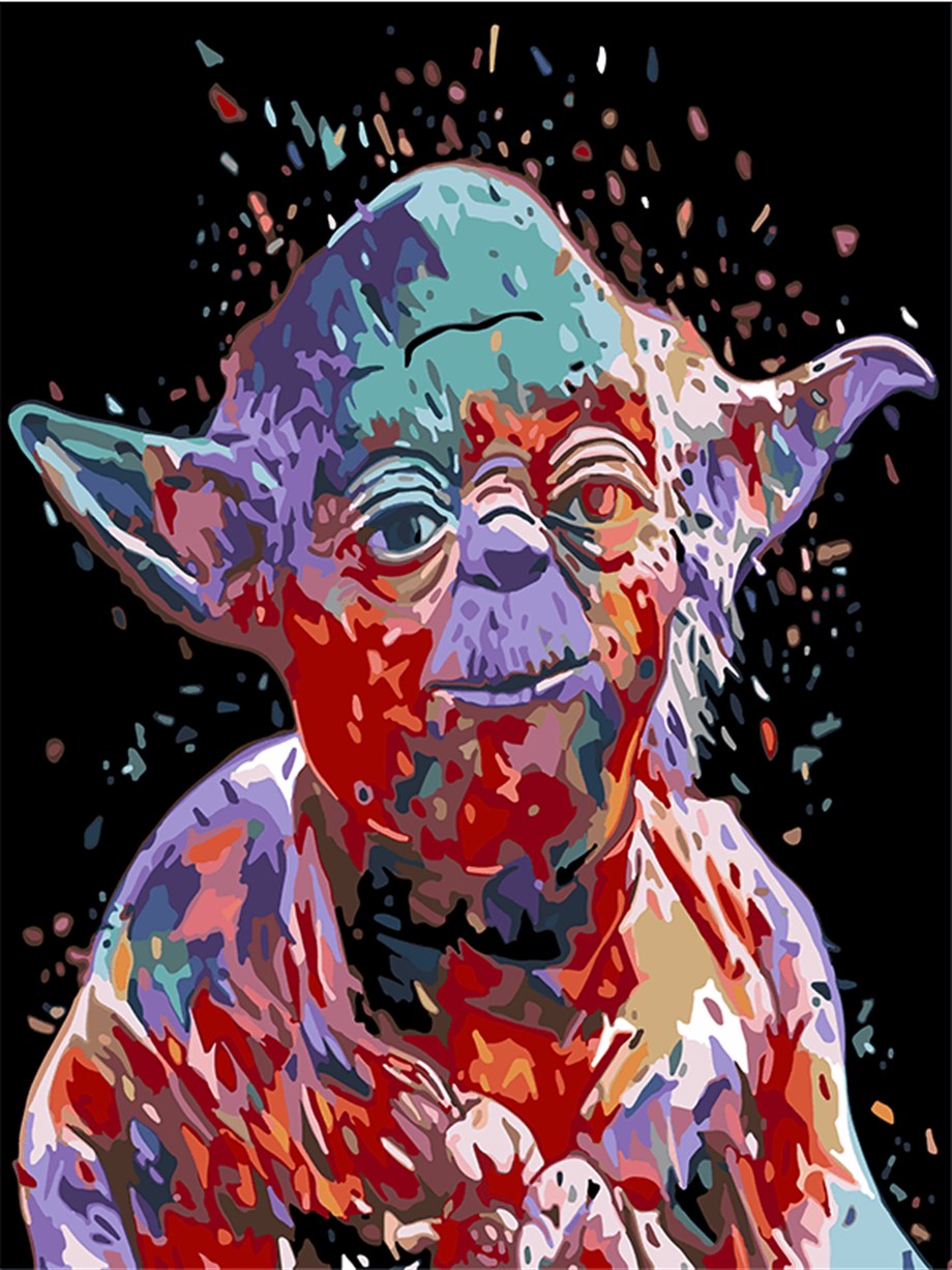 Starwars Yoda Sayılarla Boyama Seti 50x65 cm (Tuvale Gerili)