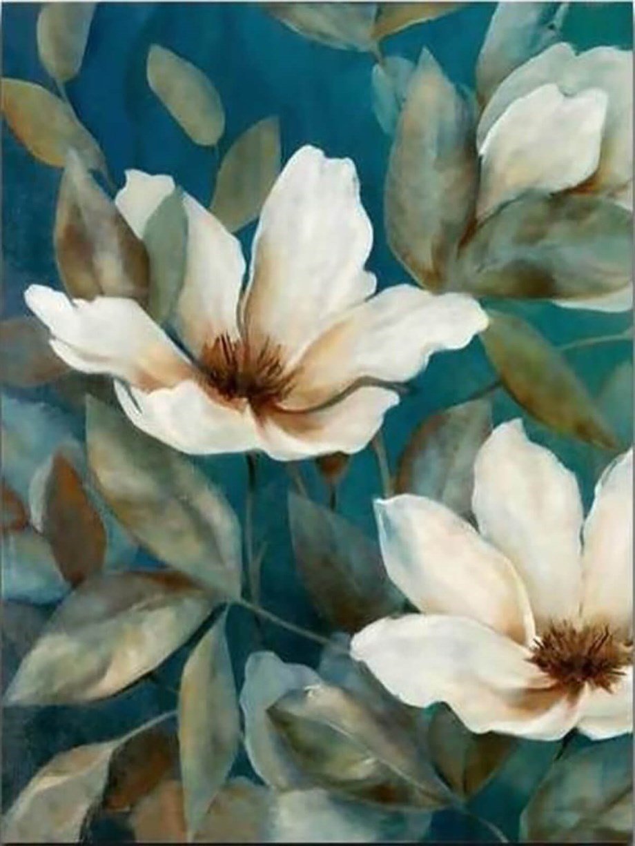 Süzülen Çiçekler Sayılarla Boyama Seti 50x65 cm (Tuvale Gerili)