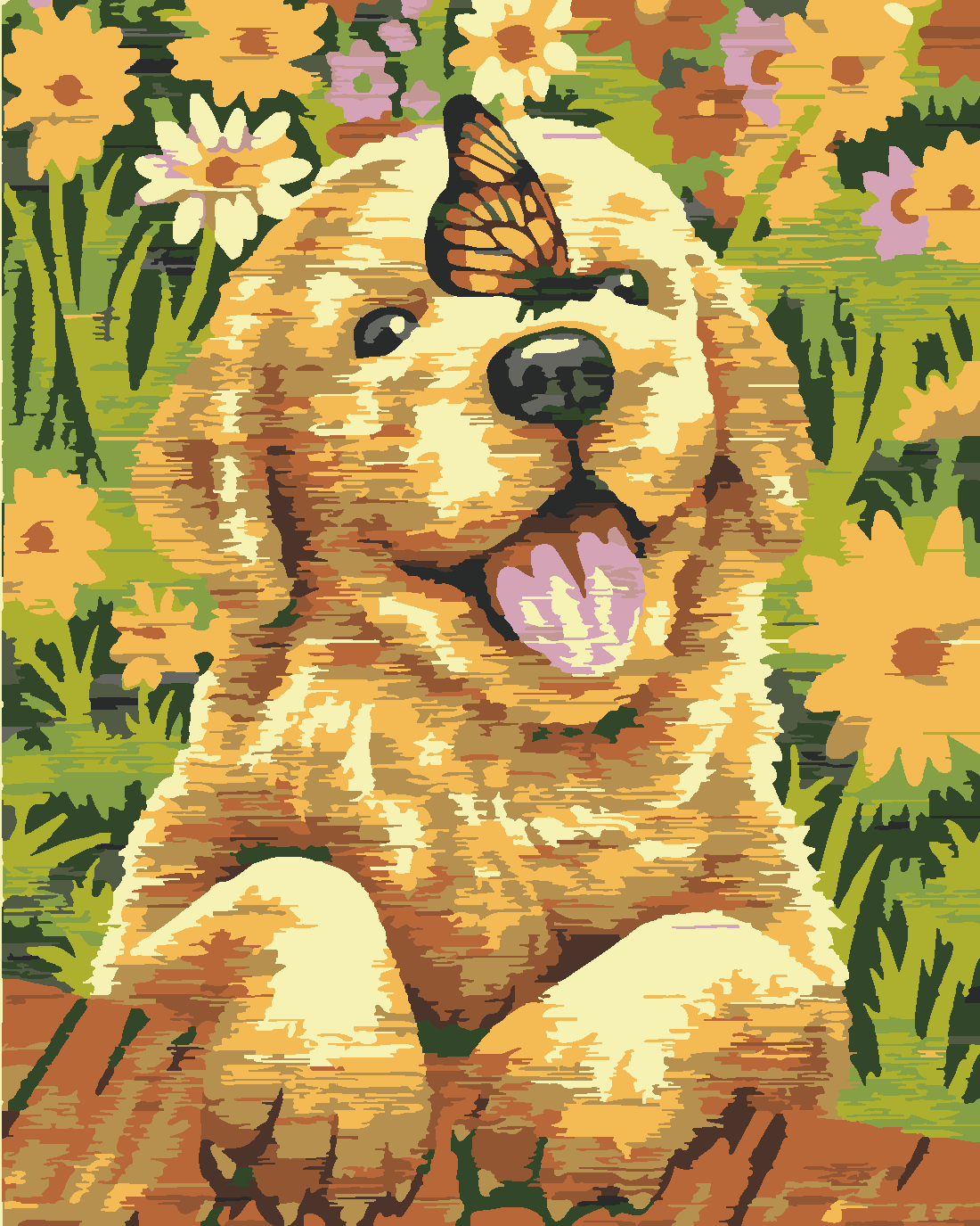 TATLI KÖPÜŞ Boyama Seti 40x50 cm (Tuvale Gerili)