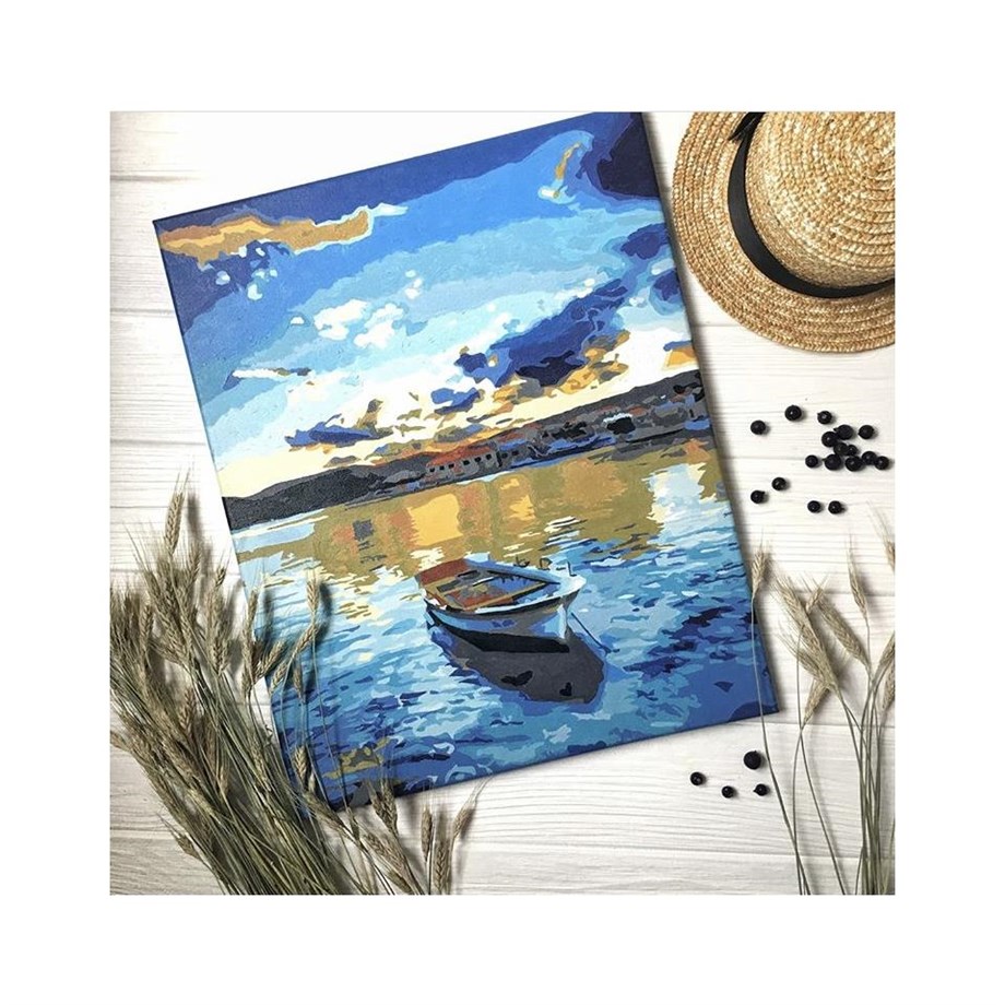 Tekne Sayılarla Boyama Seti 40x50 cm (Tuvale Gerili)