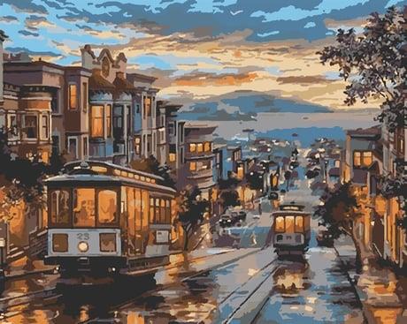 Tramvay Sayılarla Boyama Seti  (Tuvale Gerili)