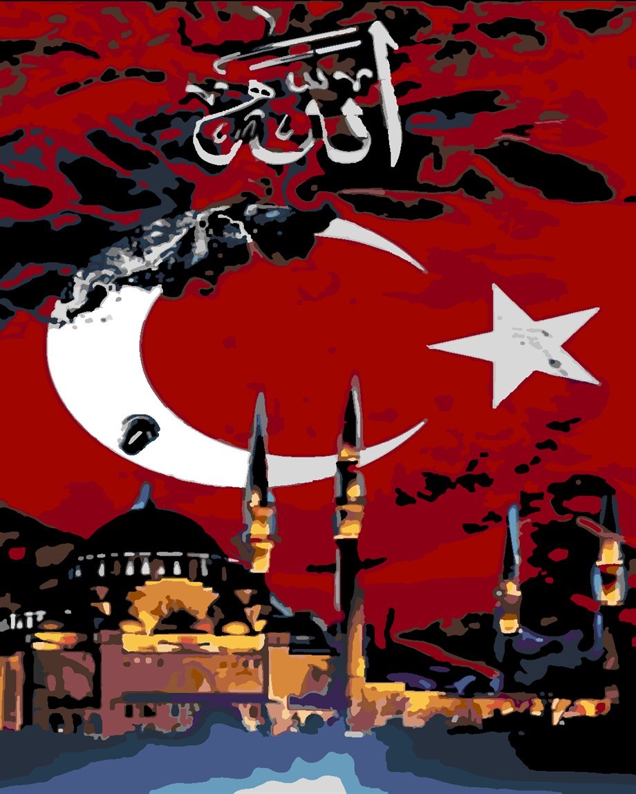 Türkiye ve İnanç Sayılarla Boyama Seti 50x65 cm (Tuvale Gerili)