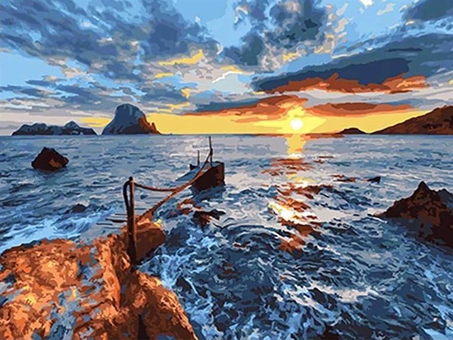 Ufuklara Dalarken Sayılarla Boyama Seti 40x50 cm (Tuvale Gerili)