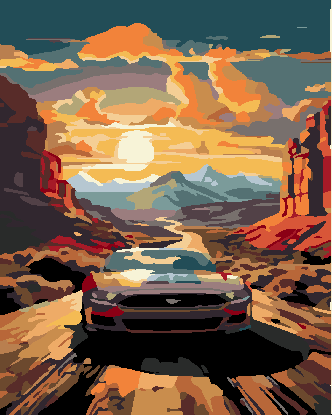 Uzaklara Yolculuk Boyama Seti 40x50 cm (Tuvale Gerili)