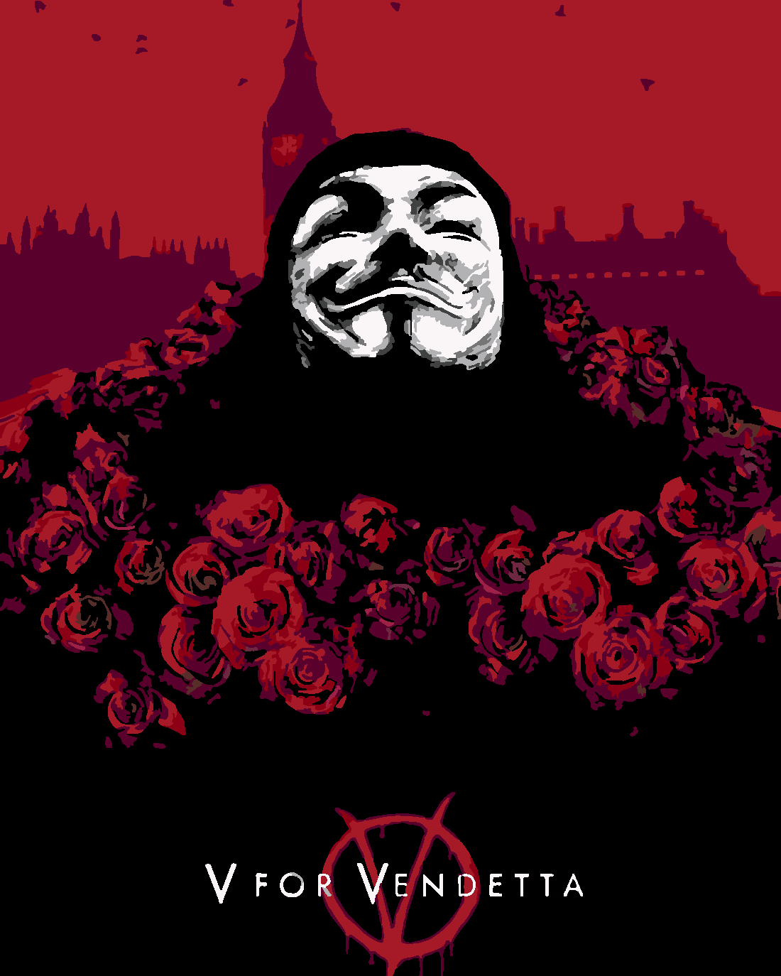 V for Vendetta Sayılarla Boyama Seti Sayılarla Boyama Seti 40x50 cm (Tuvale Gerili)
