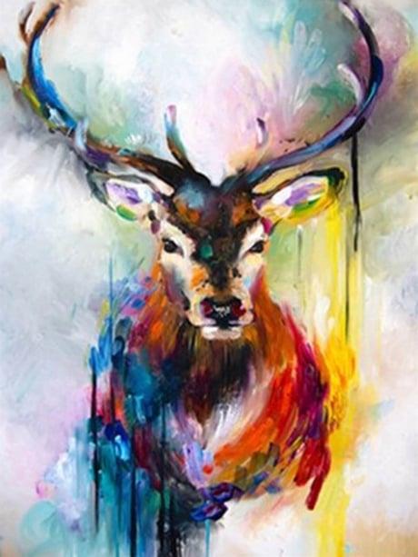 Vahşi Geyik Sayılarla Boyama Seti 40x50 cm (Tuvale Gerili)