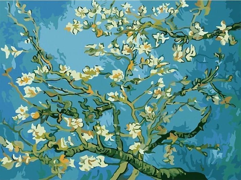 Van Gogh Badem Çiçekleri Sayılarla Boyama Seti 40x50 cm (Tuvale Gerili)