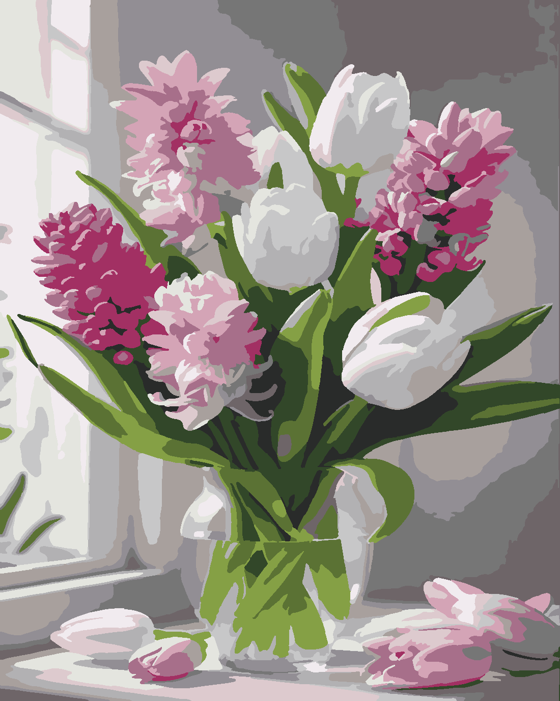VAZODAKİ LALELER Boyama Seti 40x50 cm (Tuvale Gerili)