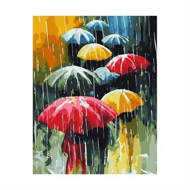 Yağmur Sayılarla Boyama Seti 40x50 cm (Tuvale Gerili)