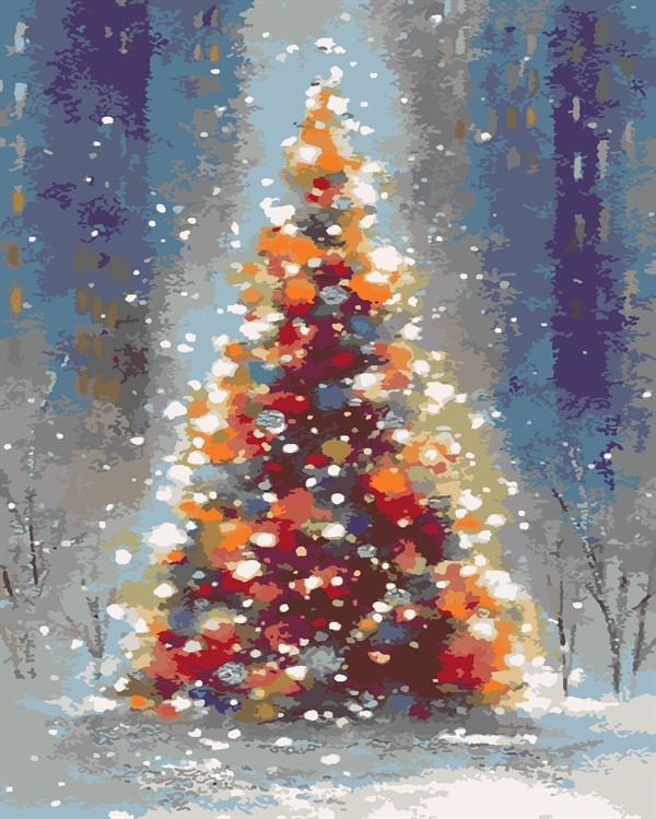 Yılbaşı Ağacı Sayılarla Boyama Seti (Tuvale Gerili)