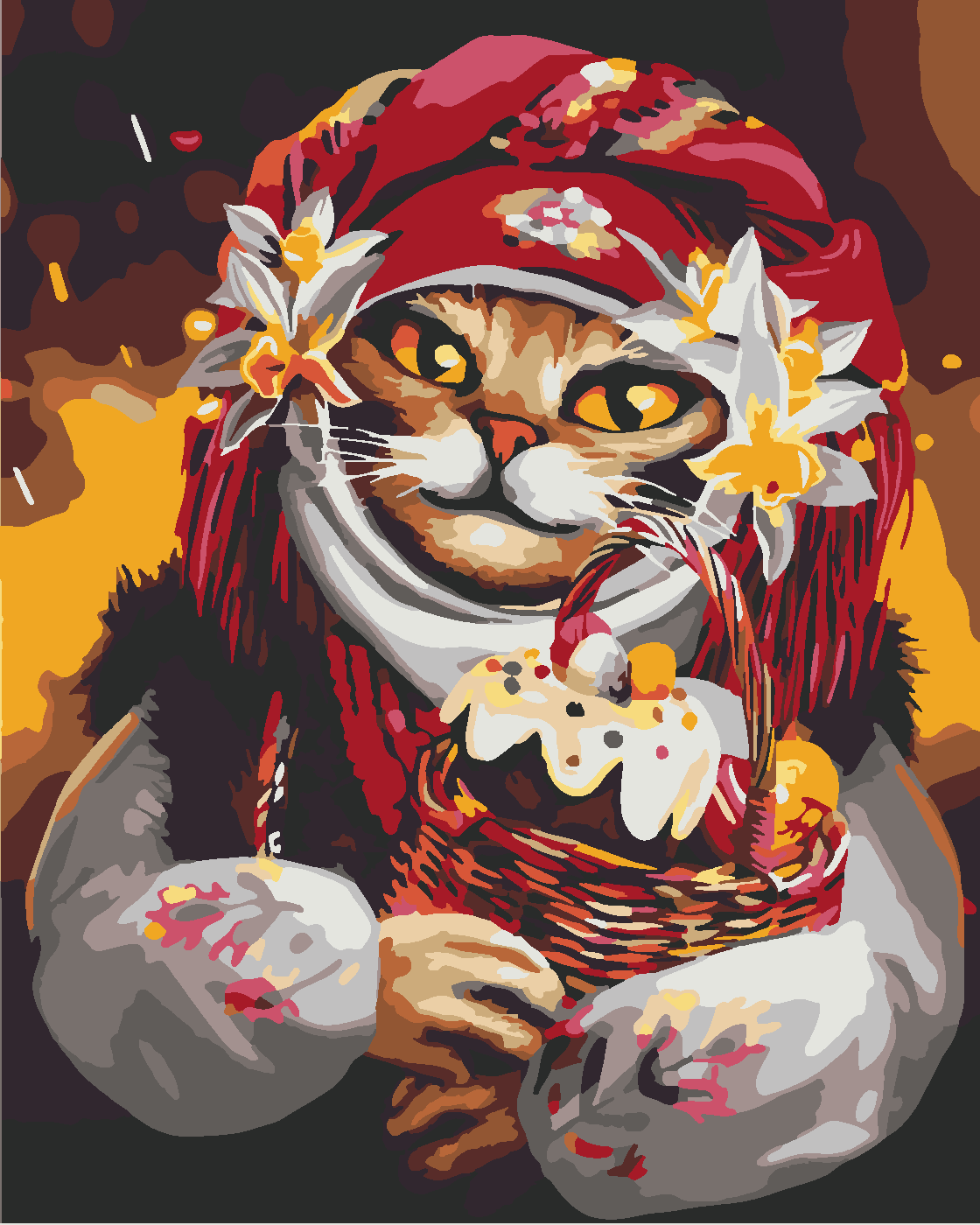 YÖRESEL KEDİ Boyama Seti 40x50 cm (Tuvale Gerili)