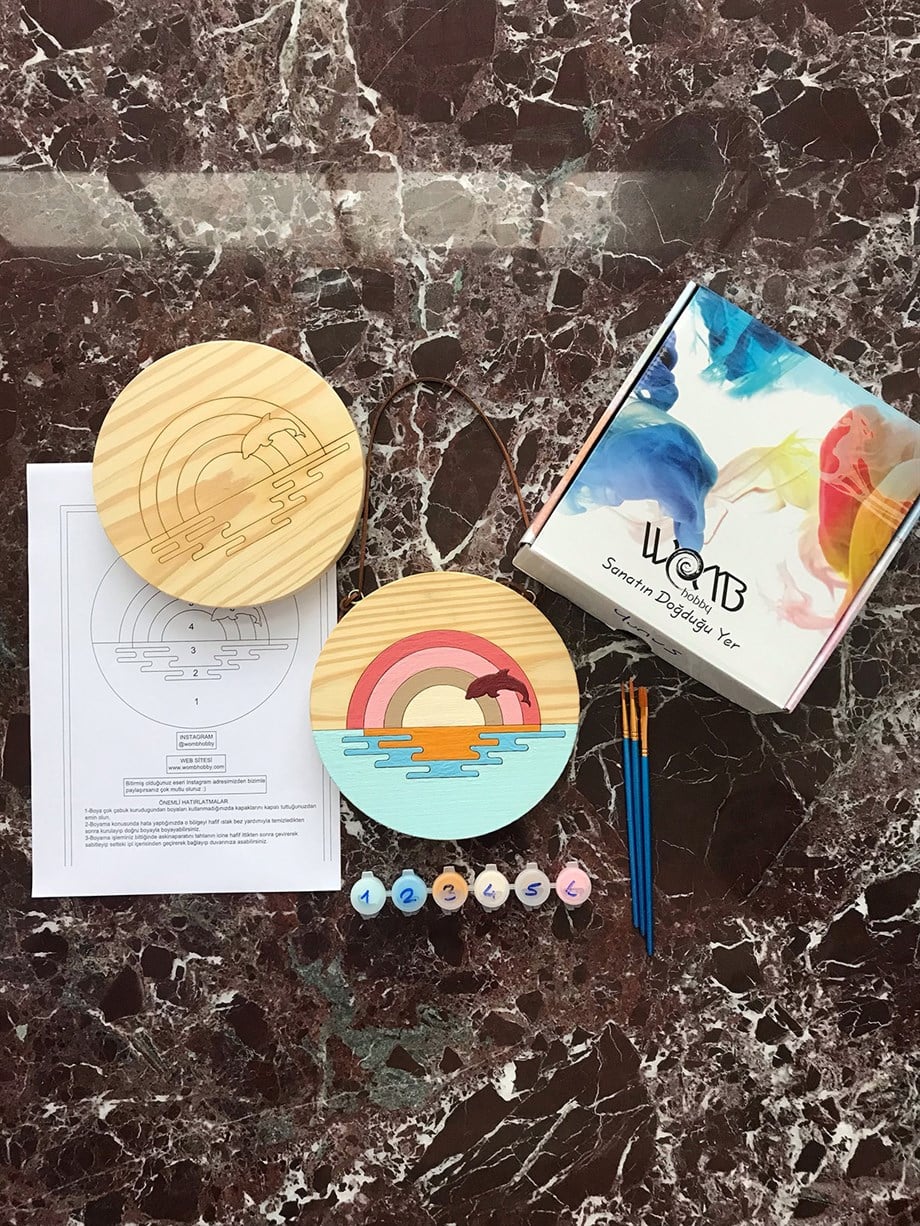 Yunus Ahşap Boyama Seti(doğal amerikan çamı 19 cm çap 2.5 cm kalınlık)