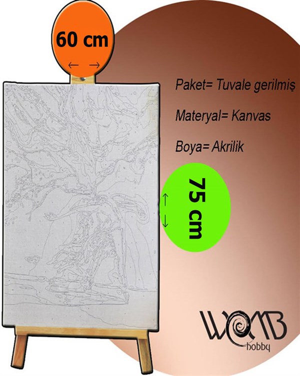  Allah Sayılarla Boyama Seti 40x50 cm (Tuvale Gerili)
