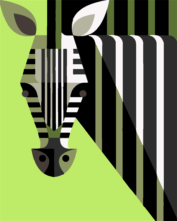 Modern Zebra Sayılarla Boyama Seti 30x40 cm (Tuvale Gerili)