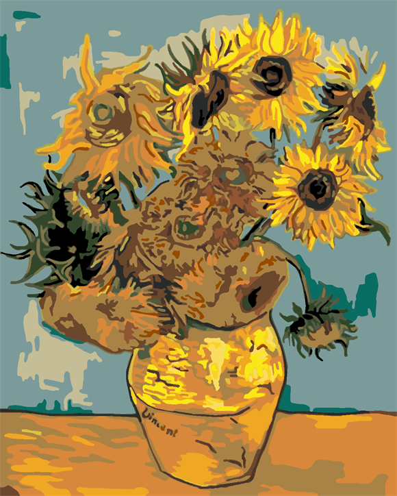 Van Gogh Ayçiçekleri Sayılarla Boyama Seti 40x50 cm (Tuvale Gerili)