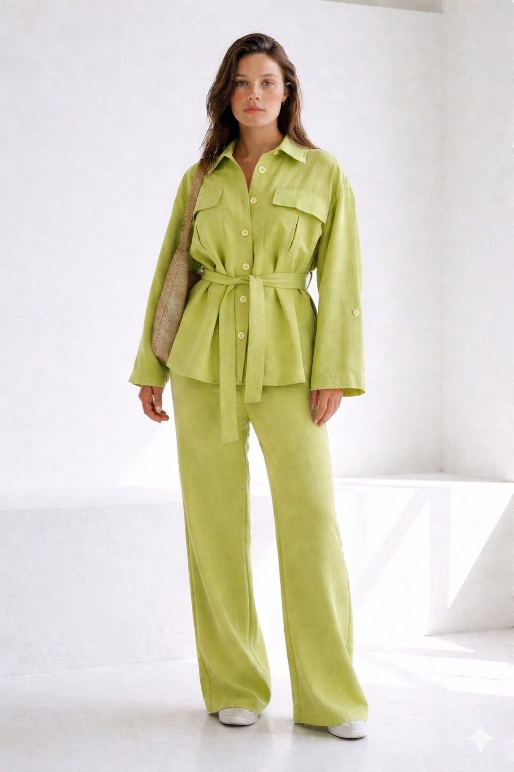 Açık yeşil Uzun Kollu Oversize Kadın Takım SH338