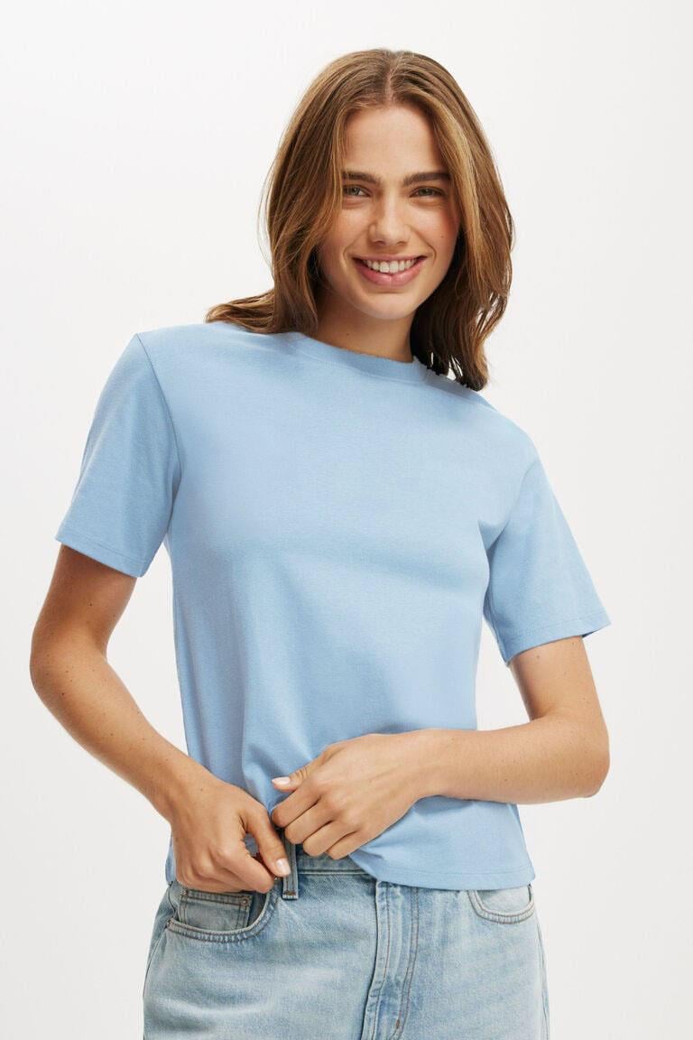 Bebe Mavisi Basic Kısa Kollu Kadın T-Shirt SH280