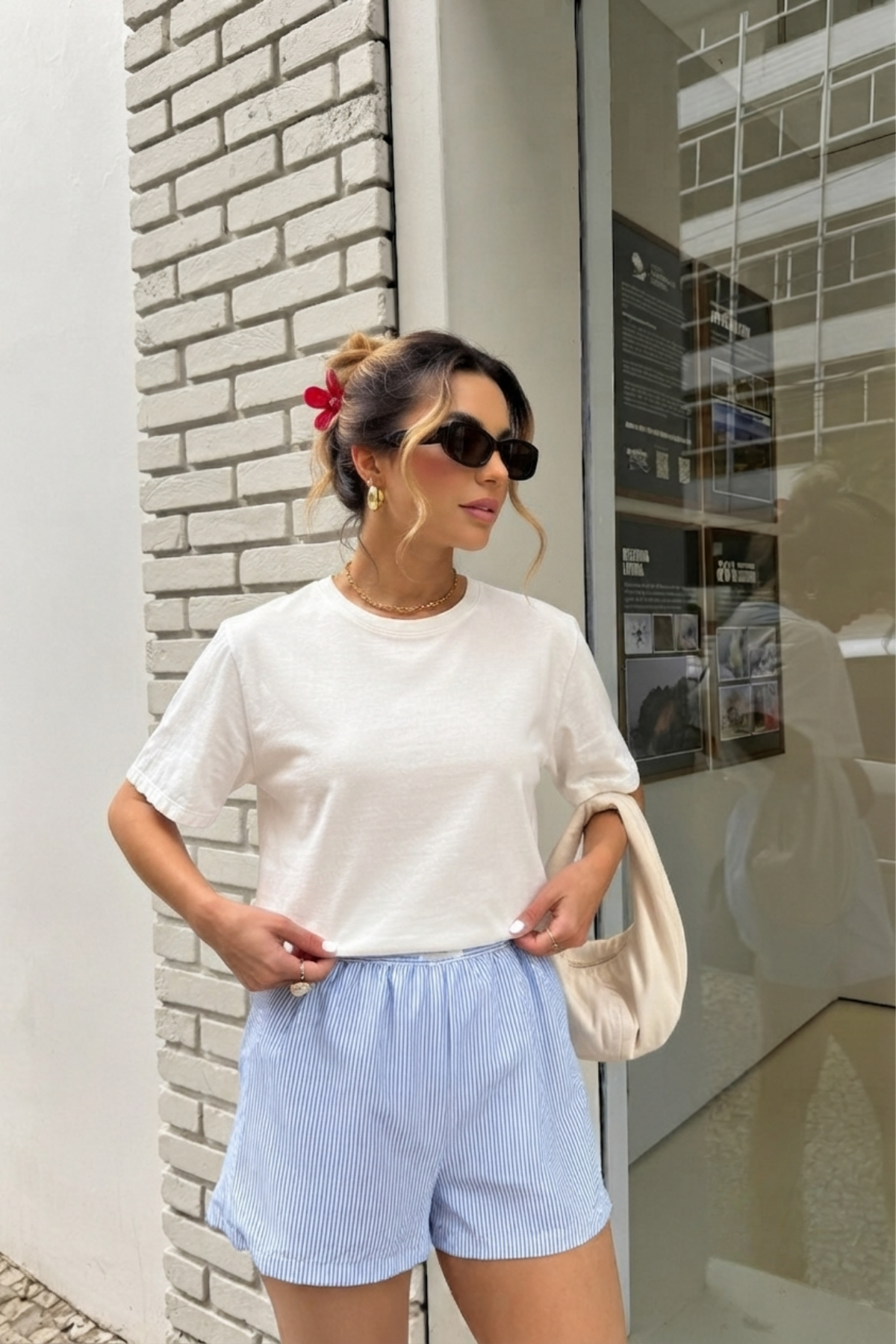 Beyaz Basic Kısa Kollu Kadın T-Shirt SH280