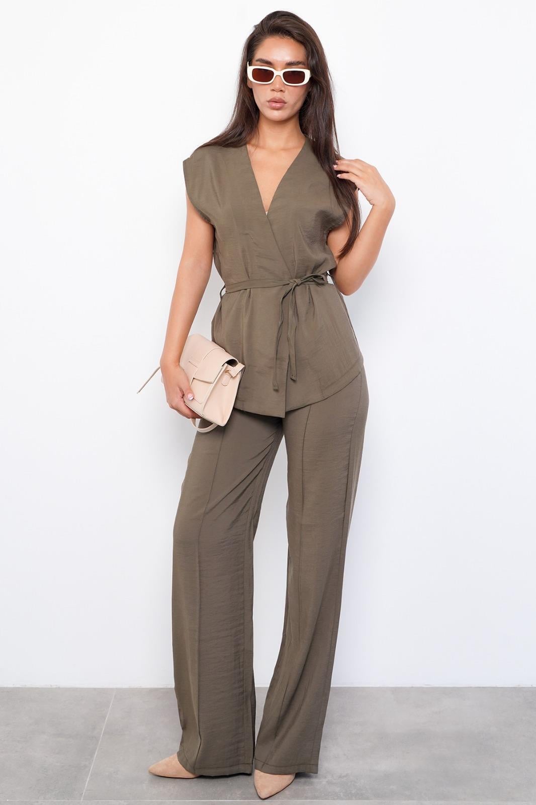 Haki Basic Yelek Pantolon Takım Sh241