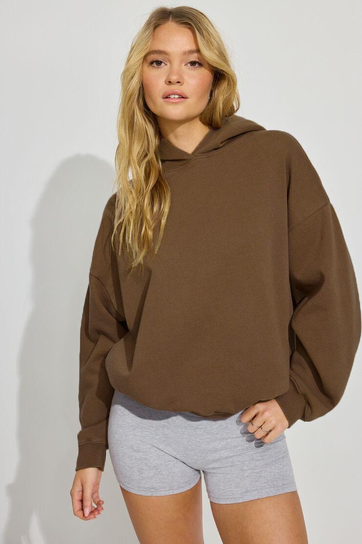 Kahverengi Kapüşonlu Kadın Sweatshirt SH264