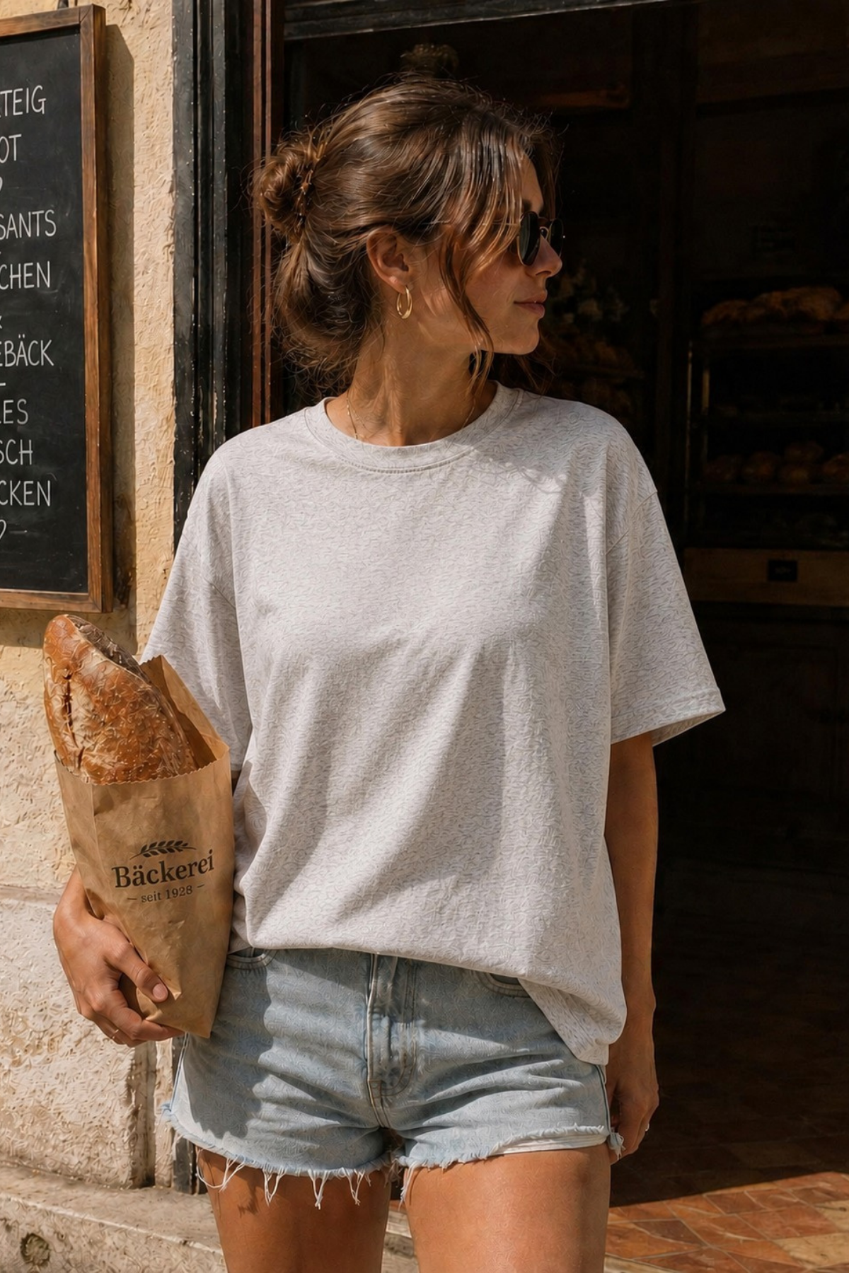 Karmelanj Kısa Kollu Oversize Basic Kadın T-Shirt SH281