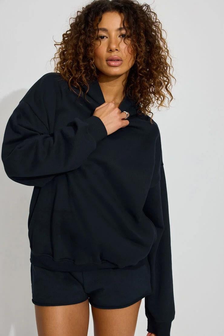 Lacivert Kapüşonlu Kadın Sweatshirt SH264