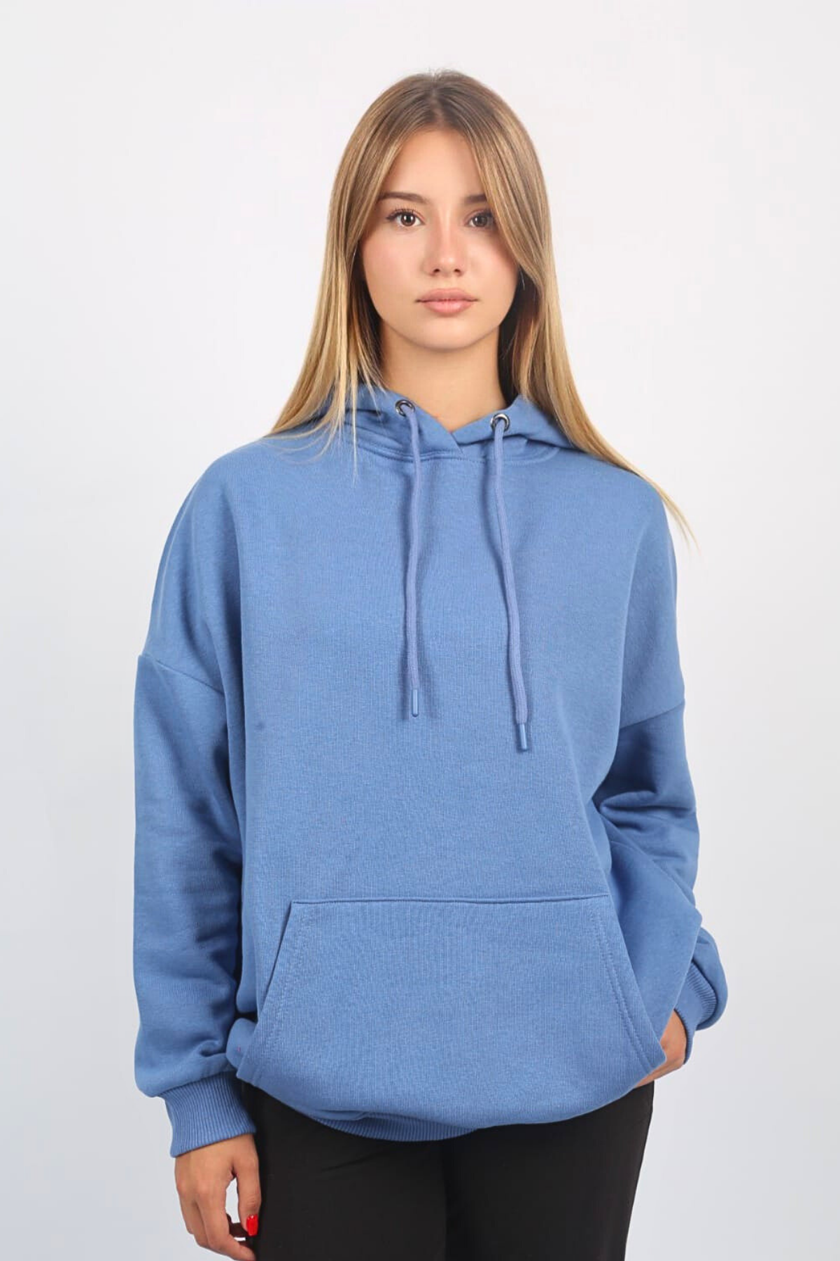 Mavi Oversize Kapüşonlu Sweatshirt SH114