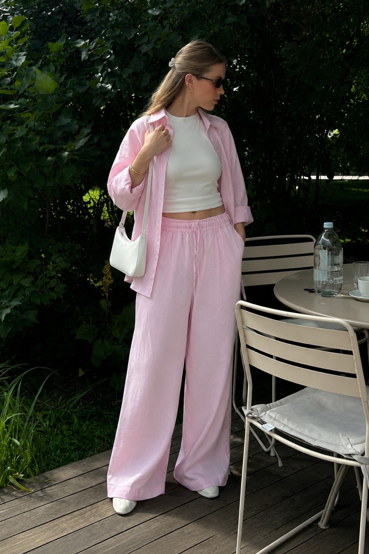 Pembe Elastik Belli Bol Kesim Pantolon SH259