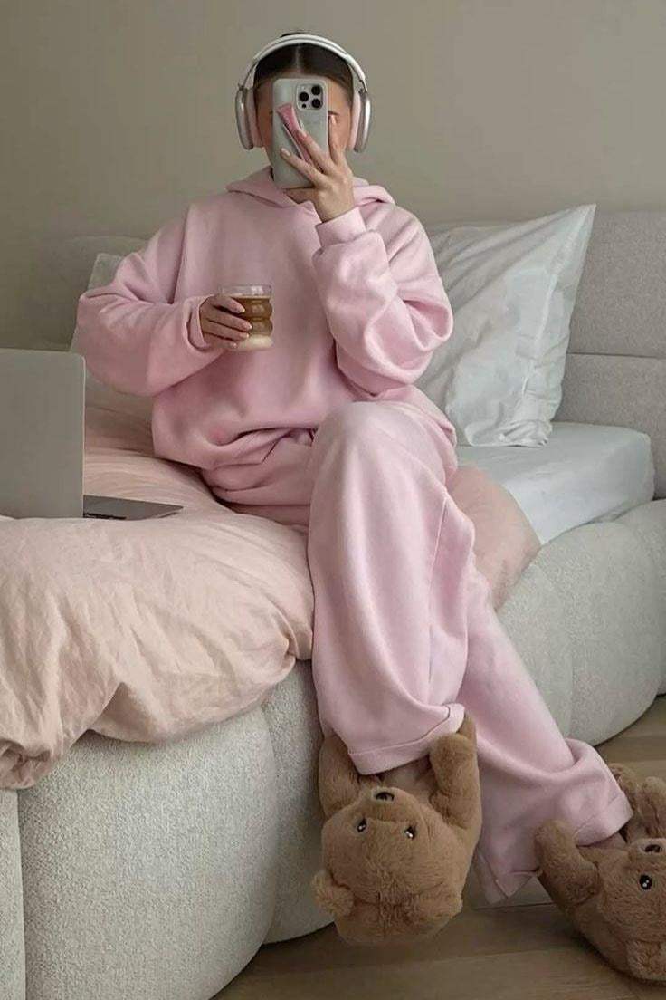 Pembe Kapüşonlu Kadın Sweatshirt SH264