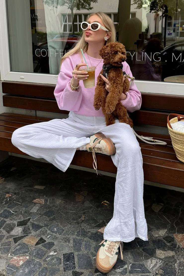 Pembe Uzun Kollu Basic Kadın Sweatshirt SH278