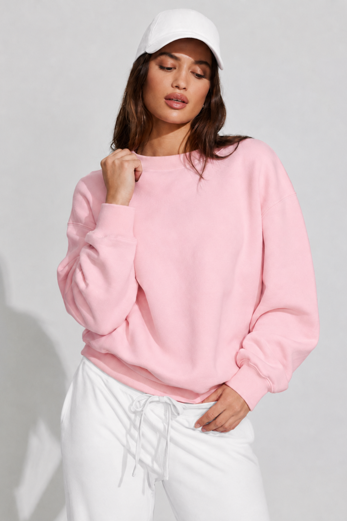 Pembe Uzun Kollu Basic Kadın Sweatshirt SH278