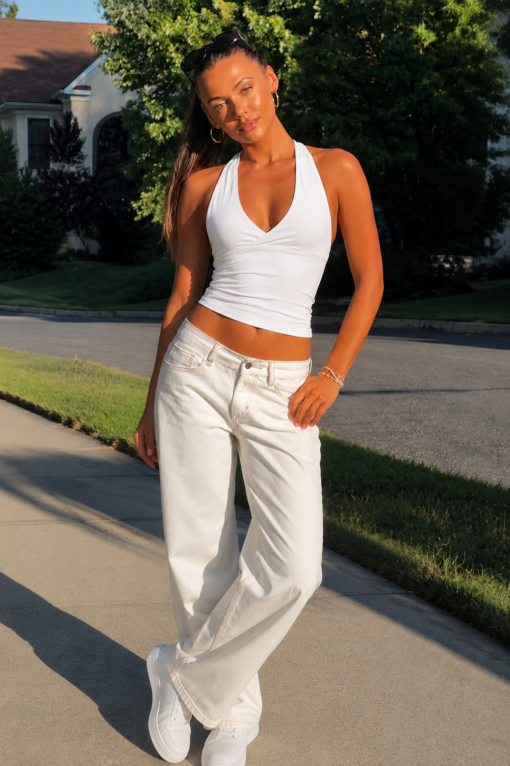 Seeh Beyaz Boynu Bağlamalı Body Sh223