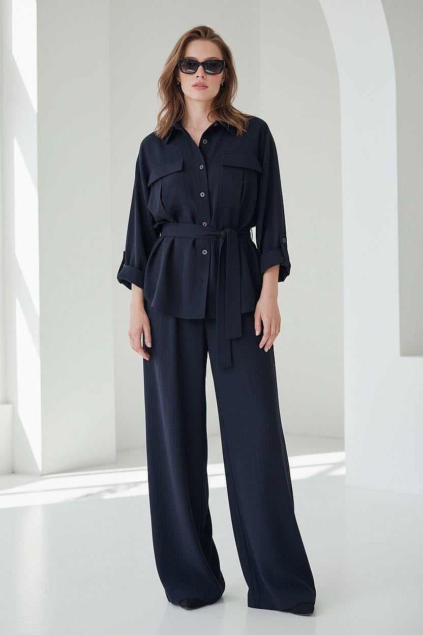 Siyah Uzun Kollu Oversize Kadın Takım SH338