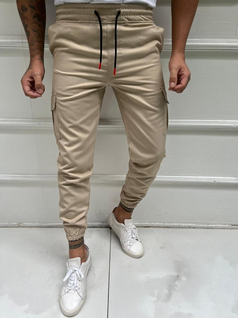 Erkek Bej Comfort Kargo Cep Pantolon