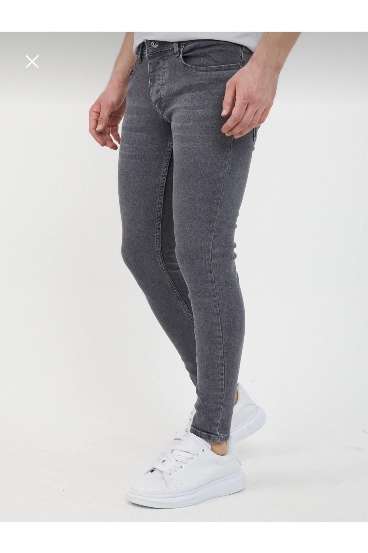Erkek Füme Slim Fit Likralı Dar Paça Kot Pantolon