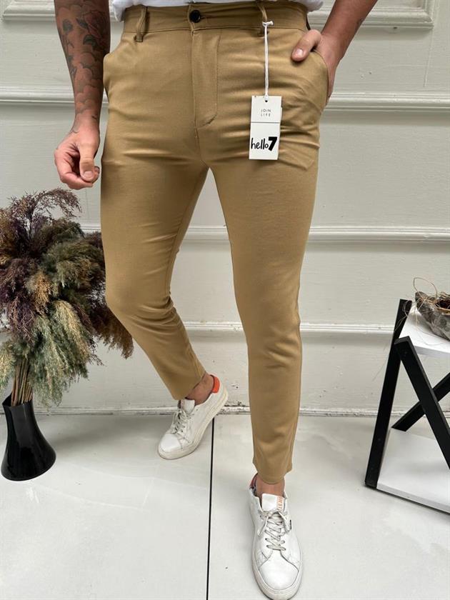 Erkek Camel Slim Fit Kumaş Pantolon