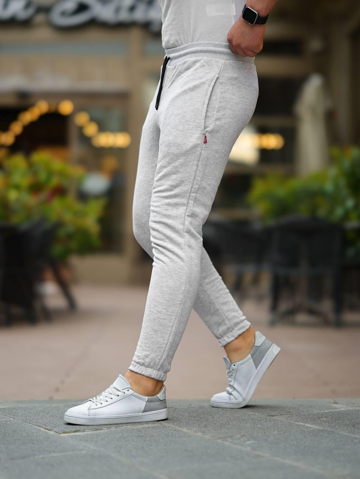 Erkek Gri Basic Slim Fit Eşofman Altı